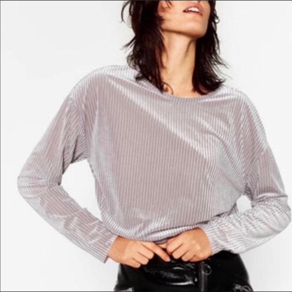 Zara velvet ribbed crop top